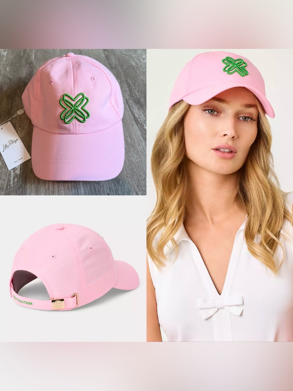 Lilly Pulitzer Logo Run Around Hat in Conch Shell Pink green NEW OS baseball cap